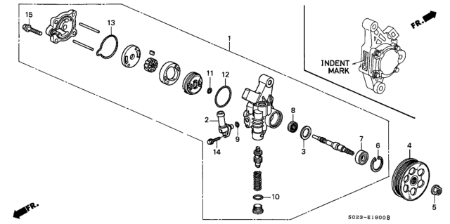 2000 Honda Civic Pump Sub-Assembly, Power Steering (Indent Mark N) Diagram for 56110-P2T-013