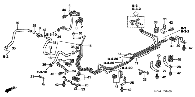 2003 Honda Pilot Clamp C, Fuel Pipe Diagram for 91593-S3V-A01