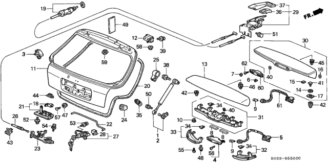 1996 Honda Civic Cable, Tailgate Opener (LH) Diagram for 74830-S00-A01