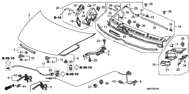 2010 Honda Civic Rubber, L. Cowl Top Side Diagram for 74223-SNA-A00