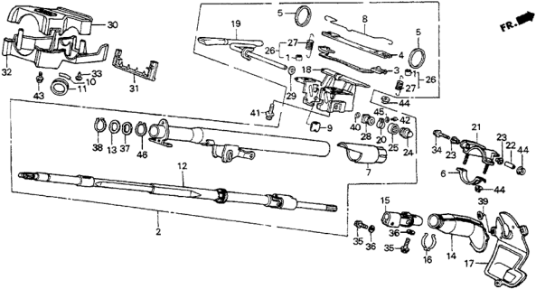 1988 Honda Accord Column Assembly, Steering Diagram for 53200-SE0-A31