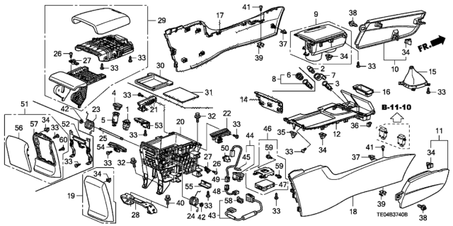 2008 Honda Accord Box, Console *NH167L* (GRAPHITE BLACK) Diagram for 83404-TA0-A01ZA