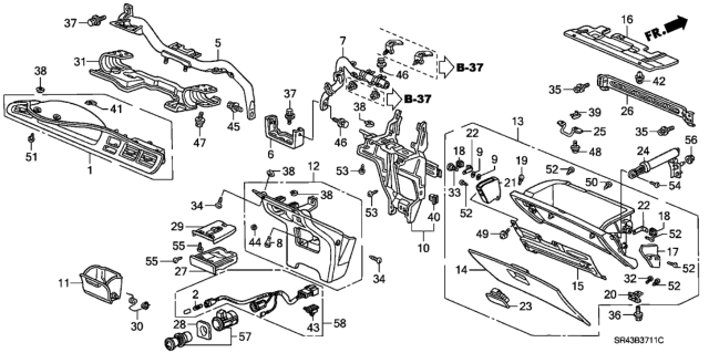 1995 Honda Civic Box Assembly, Glove (Excel Charcoal) Diagram for 77500-SR8-A95ZB