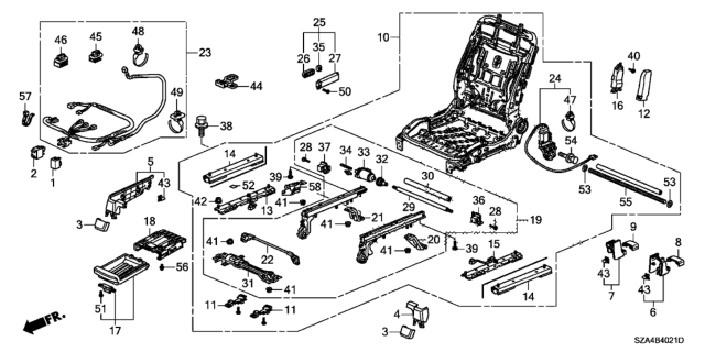 2013 Honda Pilot Front Seat Components (Passenger Side) (Power) Diagram