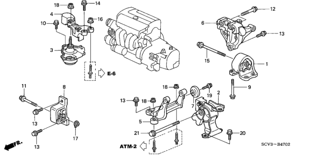 2004 Honda Element Bracket, Transmission Mounting Diagram for 50825-S7C-980