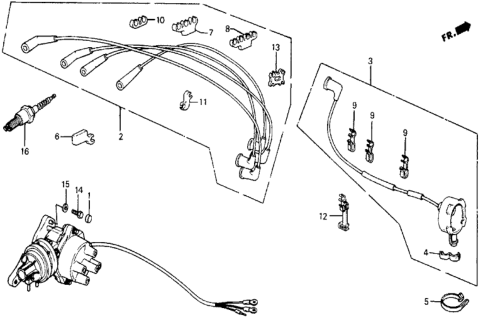 1987 Honda Civic Clamp A, Ignition Wire Diagram for 32762-PE1-000