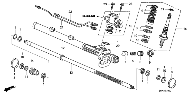 2007 Honda Accord P.S. Gear Box Components (L4) Diagram