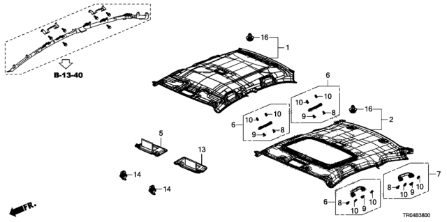 2012 Honda Civic Lining Assy., Roof *YR400L* (Sunroof) (SIENNA BEIGE) Diagram for 83200-TR0-A61ZC