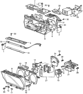 1983 Honda Accord Tachometer Assembly (Denso) Diagram for 37250-SA5-004