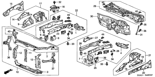 2003 Honda Civic Dashboard (Lower) Diagram for 61500-S5D-A10ZZ