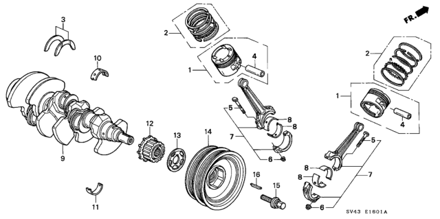 1995 Honda Accord Pulley, Timing Belt Drive Diagram for 13621-P0G-A01