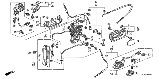 2008 Honda Element Rear Access Panel Locks  - Outer Handle Diagram