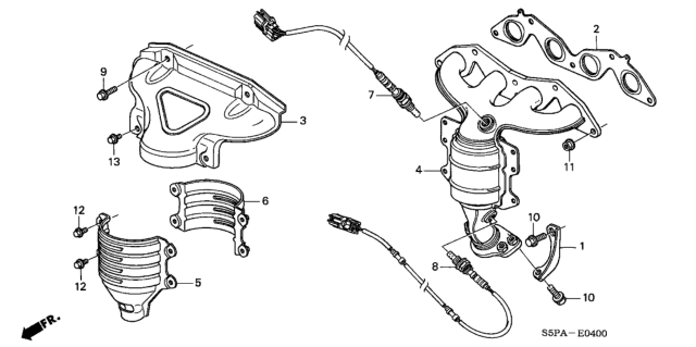 2005 Honda Civic Exhaust Manifold (SOHC VTEC LEAN) Diagram