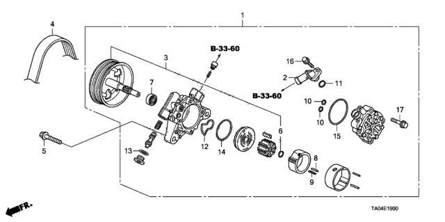 2008 Honda Accord Pump, Power Steering (L4) (Coo) Diagram for 56100-R40-315