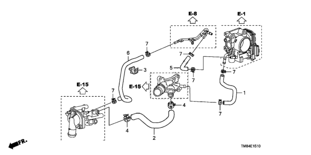 2012 Honda Insight Hose, Throttle Body In. Diagram for 19506-RBJ-000