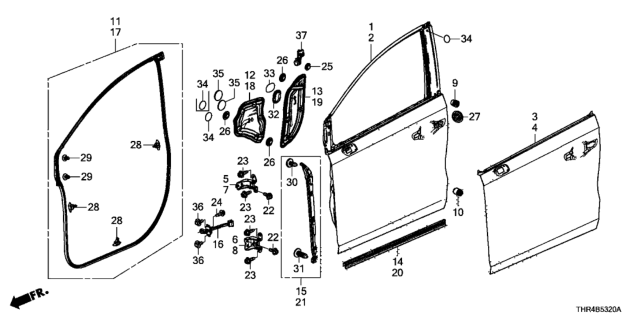 2019 Honda Odyssey Hinge, Right Front Door (Lower) Diagram for 67420-TG7-A01ZZ