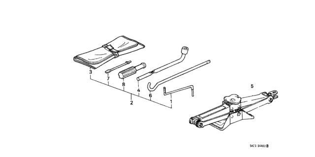 1991 Honda CRX Tool Set (Sunroof) Diagram for 89000-SH3-A20