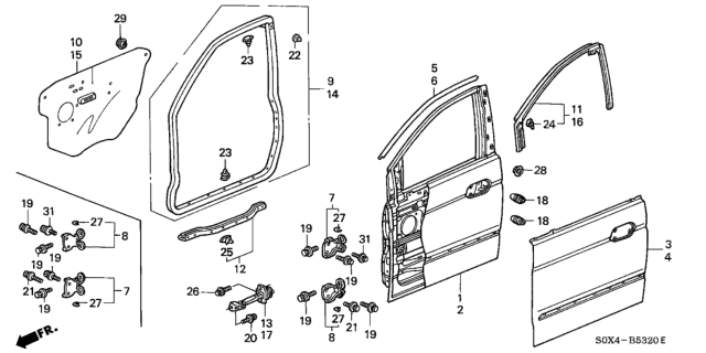 2001 Honda Odyssey Panel, R. FR. Door (DOT) Diagram for 67010-S0X-A92ZZ