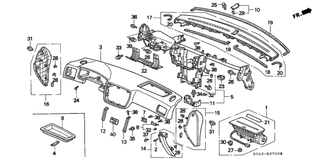 1996 Honda Civic Cover Assy., R. Instrument Side *NH178L* (EXCEL CHARCOAL) Diagram for 77225-S04-G00ZB