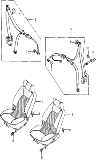 1980 Honda Prelude Front Seat - Seat Belt Diagram