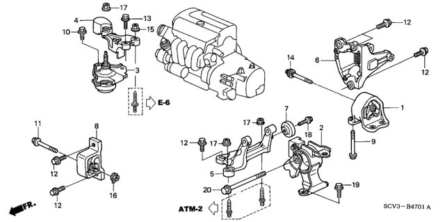 2003 Honda Element Bracket, RR. Engine Mounting Diagram for 50827-S9B-980