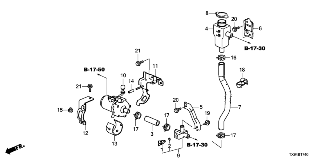 2013 Honda Fit EV Water Pump Assembly Diagram for 79961-TX9-A01