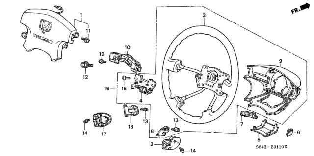 2000 Honda Accord Steering Wheel (SRS) Diagram