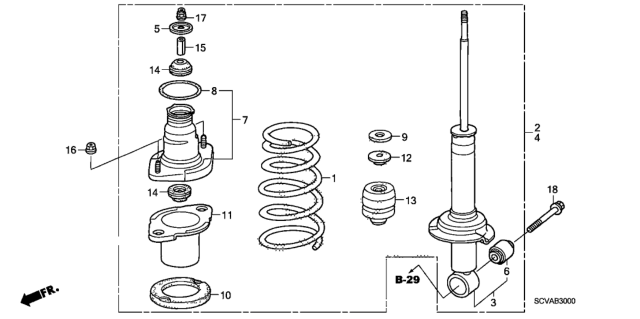 2009 Honda Element Shock Absorber Assembly, Right Rear Diagram for 52610-SCV-A91