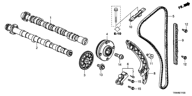 2019 Honda Clarity Plug-In Hybrid Camshaft Complete, In Diagram for 14110-5WJ-A00