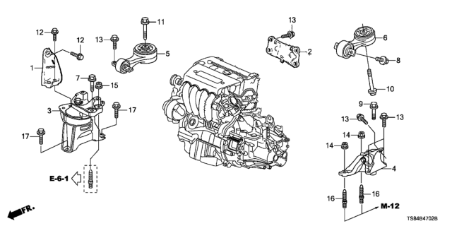 2015 Honda Civic Stay, Side Engine Mounting Diagram for 50625-TR7-A01