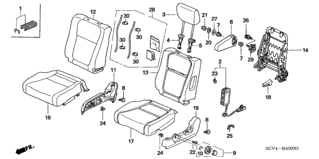 2005 Honda Element Frame, L. FR. Seat-Back Diagram for 81526-SCV-A71