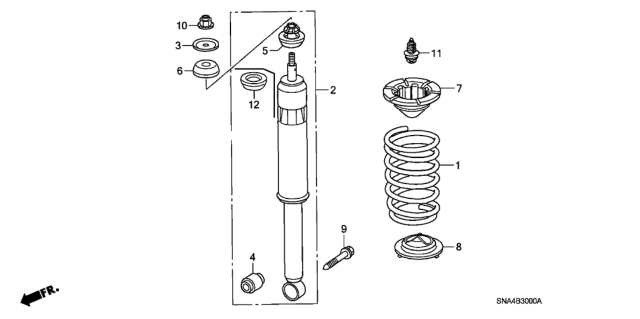 2008 Honda Civic Shock Absorber Assembly, Rear Diagram for 52610-SNE-A03