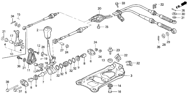 1993 Honda Prelude Wire, Change Diagram for 54310-SS0-003