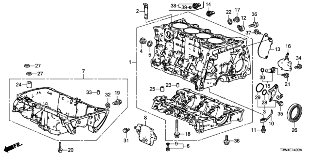 2015 Honda Accord Hybrid Block Assy,Cylinder Diagram for 11000-5K0-A00