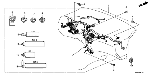 2012 Honda Civic Wire Harness, Instrument Diagram for 32117-TR7-A00