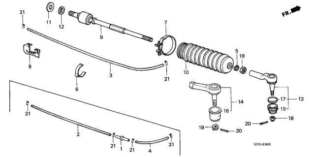 1986 Honda Accord Dust Seal, Tie Rod Diagram for 53534-SE0-A51