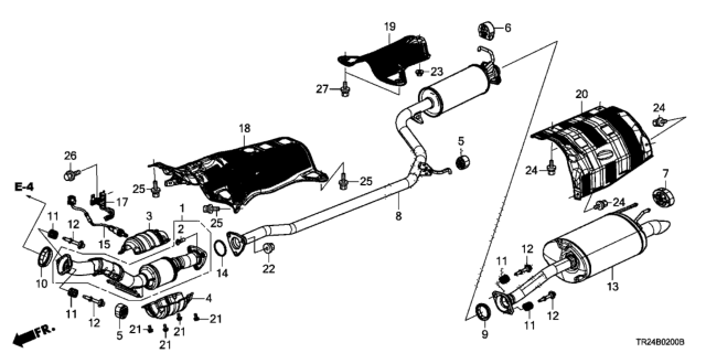 2015 Honda Civic Pipe B, Exhuast Diagram for 18220-TR2-A02