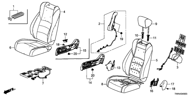 2020 Honda Accord Hybrid Heater, Right Front Seat Cushion Diagram for 81134-TVA-L21
