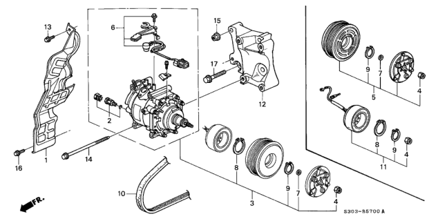 1999 Honda Prelude Compressor (Keihin) Diagram for 38810-P5M-016