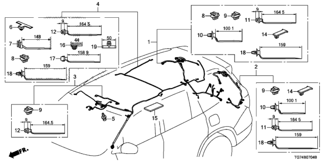 2020 Honda Pilot Wire Harness Sunroof Diagram for 32156-TG7-A51