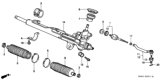 1999 Honda Accord Rack, Power Steering Diagram for 53601-S87-A02