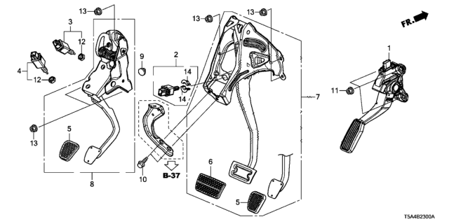 2016 Honda Fit Pedal Assy., Brake Diagram for 46600-T9A-P51