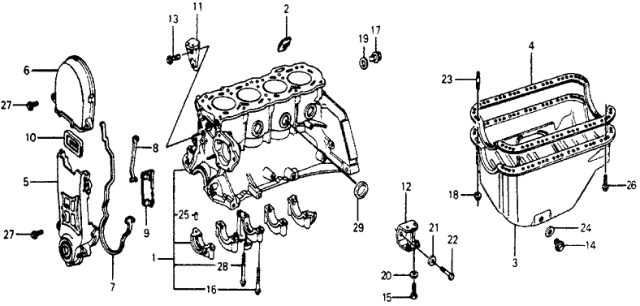 1978 Honda Accord Cylinder Block - Oil Pan Diagram