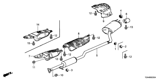 2013 Honda Accord Muffler, Exhuast Diagram for 18307-T2A-A01