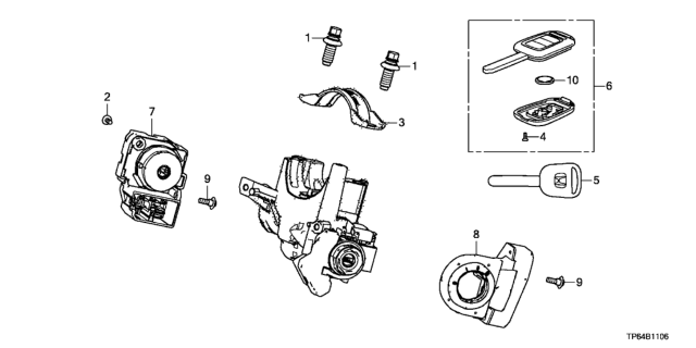 2013 Honda Crosstour Key Cylinder Components Diagram