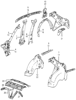 1985 Honda Accord Pillar, L. FR. (Lower) (Inner) Diagram for 70620-SA5-615ZZ
