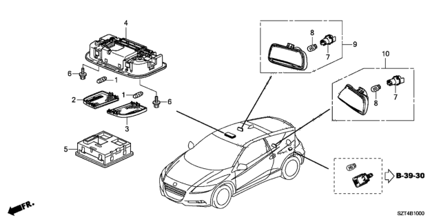 2012 Honda CR-Z Module Assy., Navigation Mic&Ambientl *NH643L* (LIGHT GRAY) Diagram for 39180-SZT-G21ZA