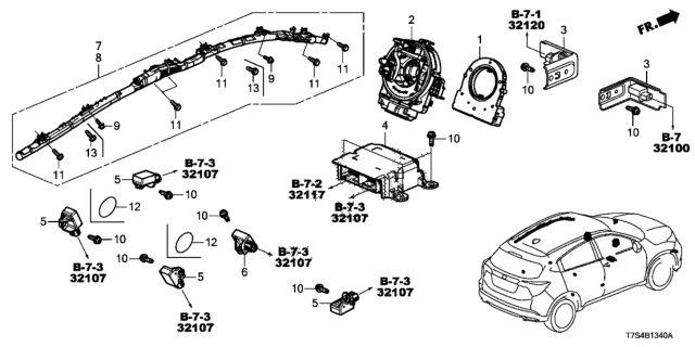 2016 Honda HR-V Reel Assembly, Cable Diagram for 77900-T5R-A11