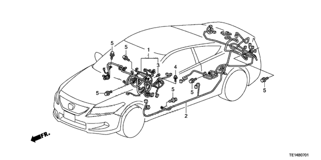 2012 Honda Accord Wire Harness, Instrument Diagram for 32117-TA6-A70