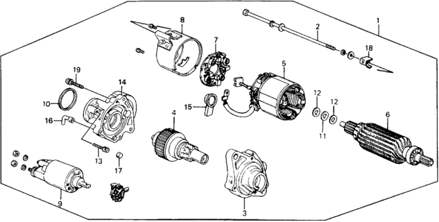 1990 Honda CRX Starter Motor (Mitsuba) Diagram
